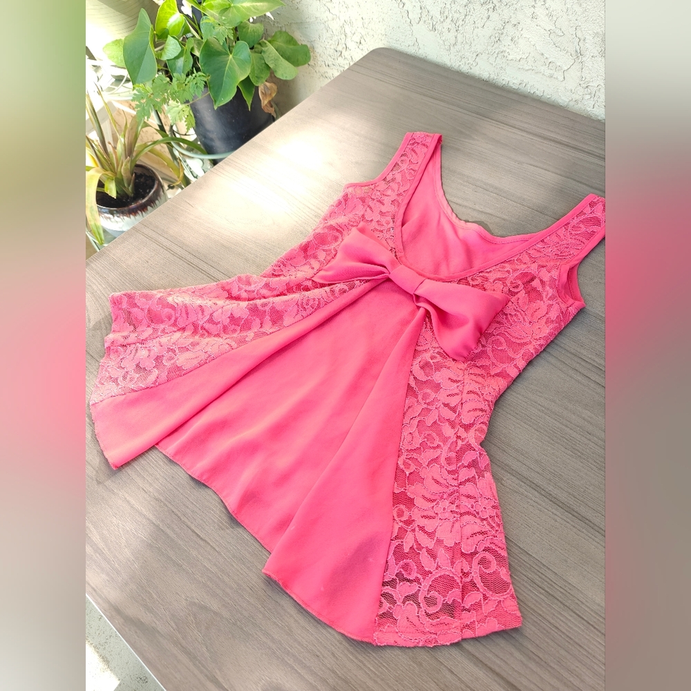 Sakura Pinky Red Lace Chemise with Bow